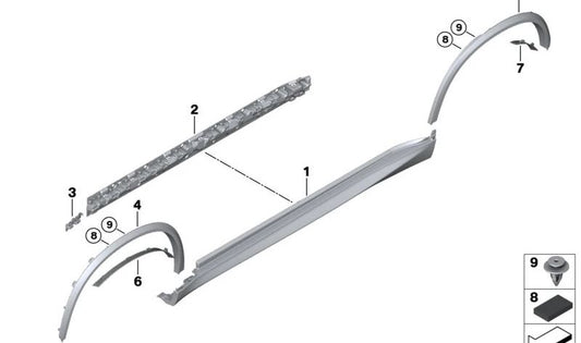 Radlaufverbreiterung vorne links für BMW F95 (OEM 51778077433). Original BMW