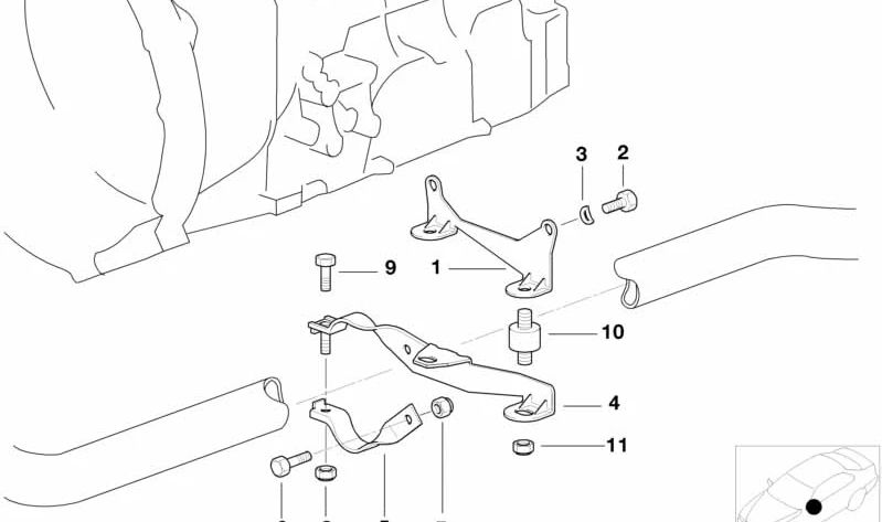 Haltelasche para BMW Serie 3 E36, E46 Serie 5 E34 Z4 E85 (OEM 18207546288). Original BMW