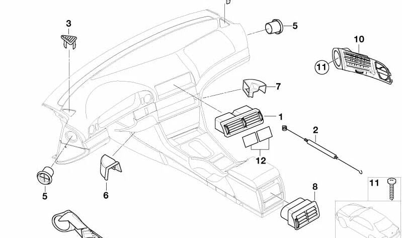 Door Vent Nozzle for BMW E39 (OEM 64228159753). Original BMW