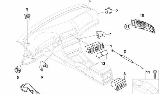 Door Vent Nozzle for BMW E39 (OEM 64228159753). Original BMW