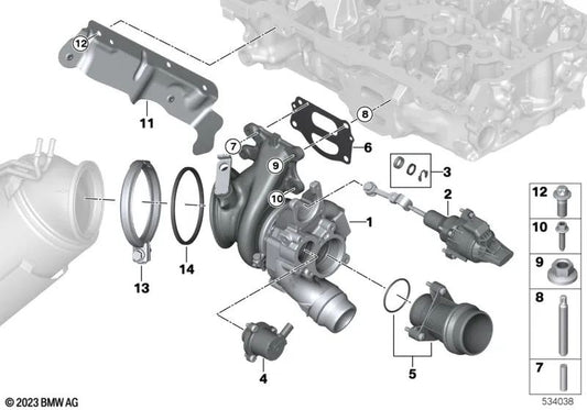 Adaptador de entrada del compresor para BMW G42, G20N, G21N, G28N, G22, G23, G26, G30N, G31N, G38N, G60, G32N, G01N, G08N, G02N, G18, G18N, G06, G06N, G29 (OEM 11655A585A8). Original BMW.