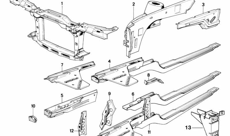 Tabique Frontal para BMW E30 (OEM 41131935805). Original BMW