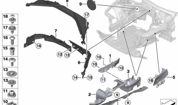 Cubierta frontal izquierda del sistema de dirección OEM 51757274863 para BMW F20, F21, F22, F23, F30, F31, F34, F36. Original BMW