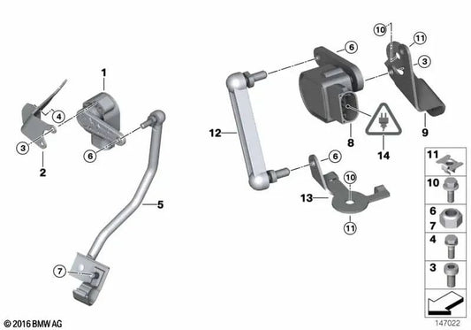 Sensorunterstützung für linke Höhe für BMW E84 (OEM 37146791073). Original BMW.