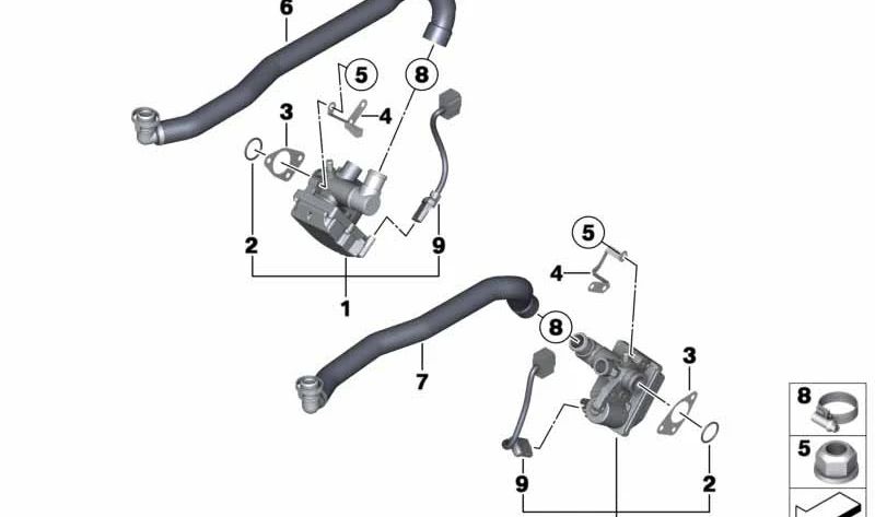 Leerlaufstellerleitung para BMW Serie 5 E60, E61N, Serie 6 E63, E64 (OEM 13417837711). Original BMW