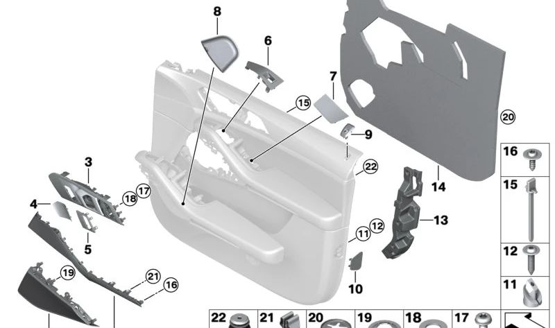 Cubierta de la cavidad de agarre derecha para BMW F95, G05, G05N, G07, G07N (OEM 51416997654). Original BMW