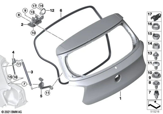 Cinta de masa para el portón trasero para BMW F20, F21, F22, F23, F87, F30, F31, F34, F35, F80, F32, F33, F36, F82, F83 (OEM 61129268382). Original BMW