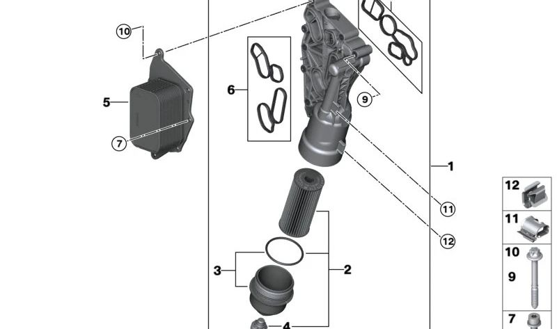 Tapón del filtro de aceite para BMW Serie 1 F52, Serie 2 F45, F46, MINI F54, F55, F56, F57, F60 (OEM 11428575907). Original BMW