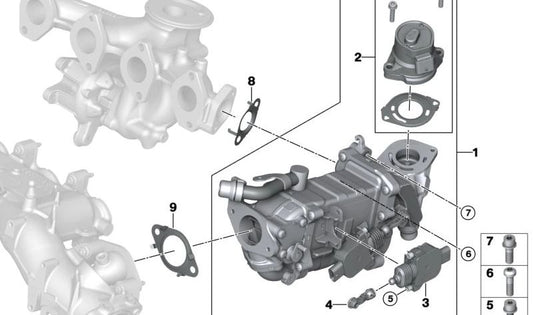 Módulo de recirculación de gases de escape para BMW F70, U06, U11, U10 (OEM 11718590000). Original BMW