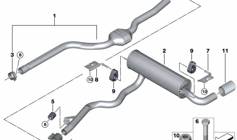 Silencioso trasero OEM 18308597036 para BMW F20, F21. Original BMW.