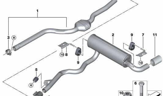 Silencioso trasero OEM 18308597036 para BMW F20, F21. Original BMW.