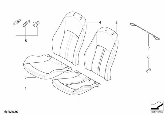 Funda Para Respaldo de Cuero Derecha para BMW E85, E86 (OEM 52107121676). Original BMW