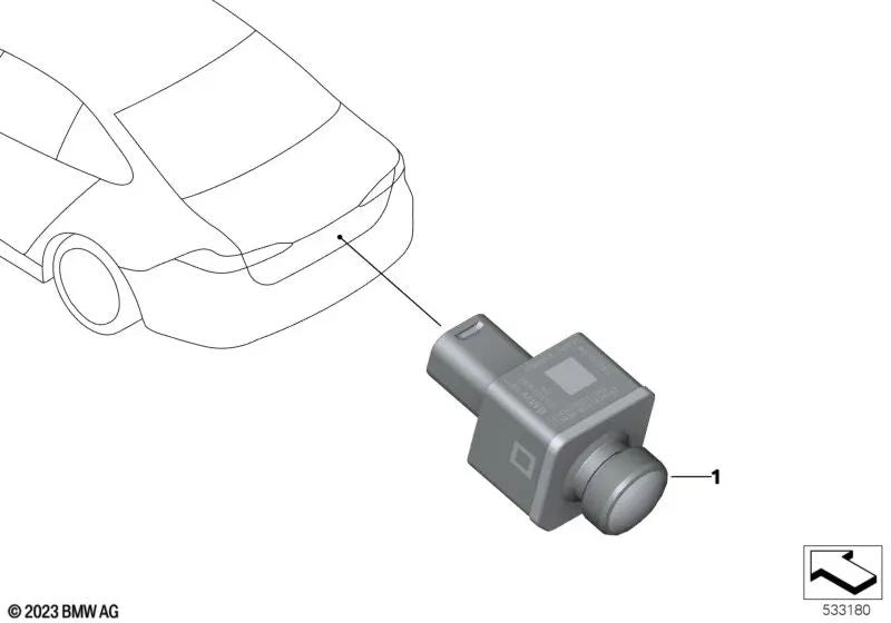 Reversing camera for BMW F70, U06, G60, G61, G68, G70, I20, U11, U12, U10, F95N, G05N, G18N, F96N, G06N, G07N (OEM 66535A7EF16). Original BMW.