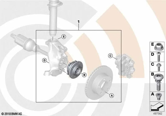 Kit de reparación del cojinete de la rueda delantera para BMW F20, F21, F22, F23, F30, F31, F34, F35, F32, F33, F36 (OEM 31222466783). Original BMW