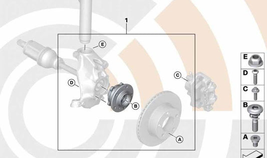 Kit de reparación de rodamiento de rueda delantero OEM 31228843680 para BMW F40, F52, F44, F45, F46, F48, F49, F39. Original BMW.