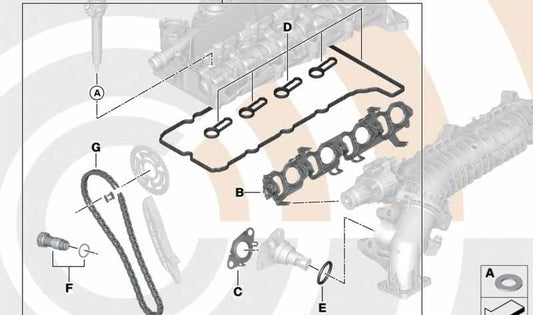 Kit di riparazione per BMW 1 F20 Series, F21, Serie 2 F22, serie 3 E90N, E91N, E92N, F30, F31, Serie 4 F32, F33, F36, Serie 5 F07, F10, F11, X1 E84, X3 F25 (OEM 11312452303 ). BMW originale