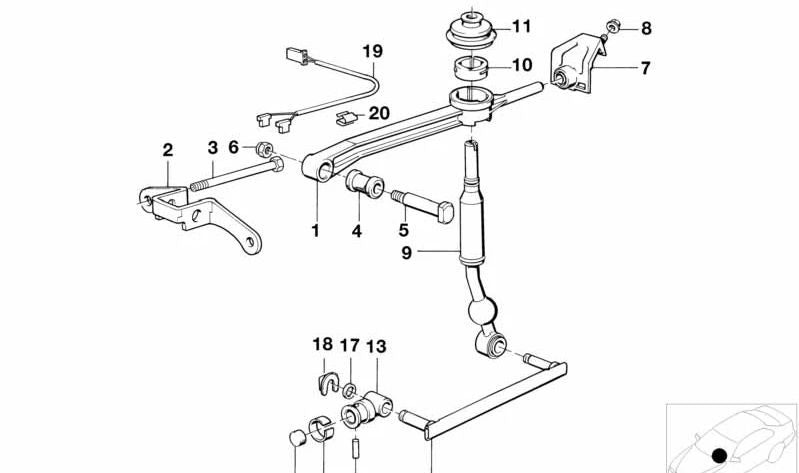 Brazo de cambio para BMW Serie 3 E30 (OEM 25111221201). Original BMW.