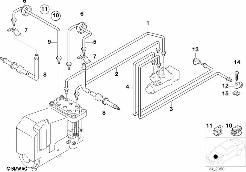 Pipe for BMW E21, E12, E34, E24, E32 (OEM 34326755589). Original BMW