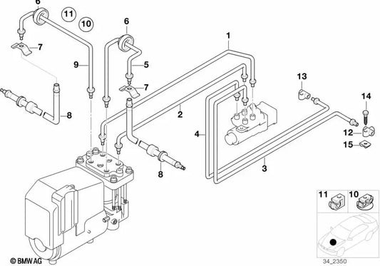 Tubería para BMW E21, E12, E34, E24, E32 (OEM 34326755589). Original BMW