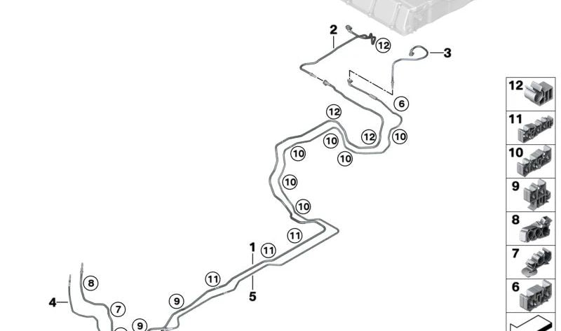 Tubería de combustible OEM 16127378089 para BMW G30, G31, G38. Original BMW.