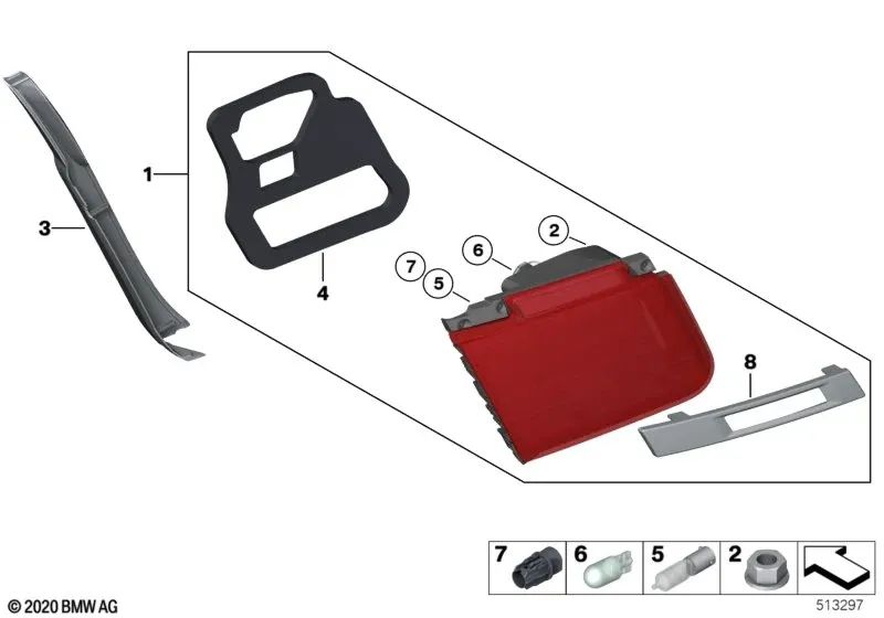 Luz trasera del portón trasero izquierda para BMW F01, F02, F04 (OEM 63217182205). Original BMW