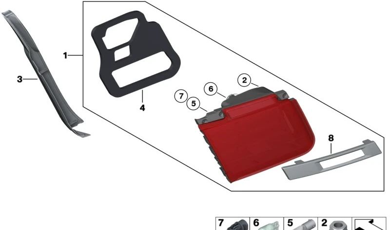 Embellecedor Cromado Luz Trasera Portón trasero para BMW Serie 7 F01, F02, F04 (OEM 63217225244). Original BMW