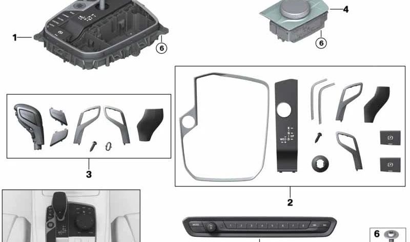 Juego de reparación de embellecedores de centro de control para BMW Serie 8 G14, G15, G16, X5 G05, G18, X6 G06, X7 G07 (OEM 61319475061). Original BMW