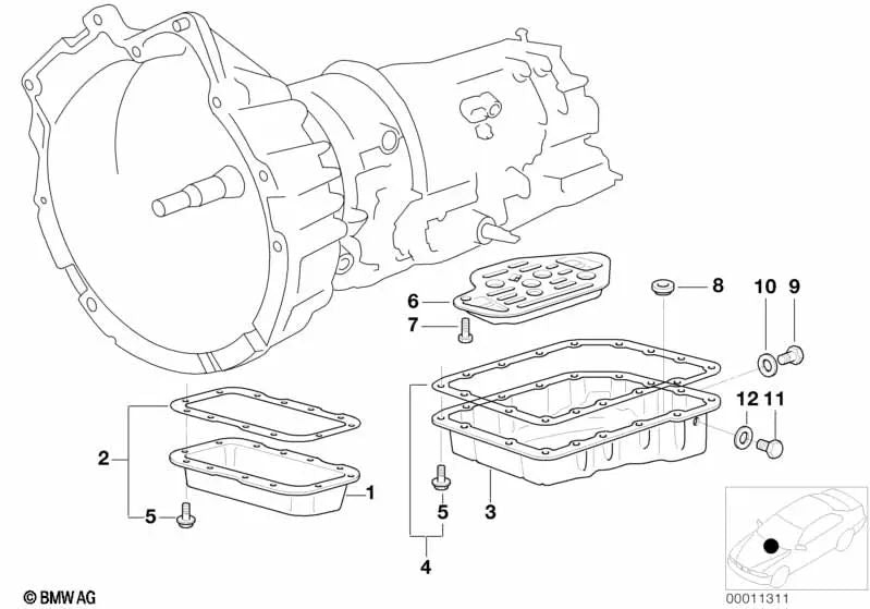 Closing screw for BMW E36, E46, E34, E39 (OEM 24111219749). Original BMW.