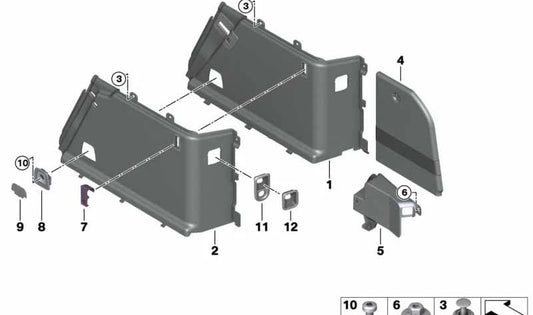 Right boot liner for BMW 6 Series G32, G32N (OEM 51477453560). Original BMW