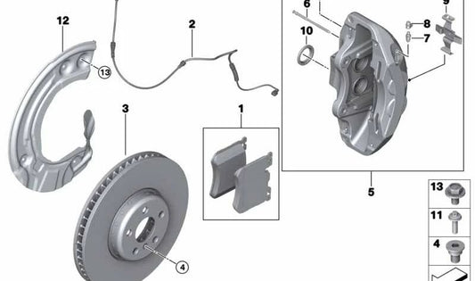 Carcasa del calibrador de freno derecha para BMW G09 (OEM 34108846944). Original BMW