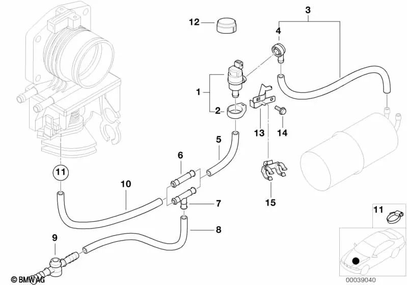 Connector for BMW E36, E39, E38 (OEM 13531427072). Genuine BMW