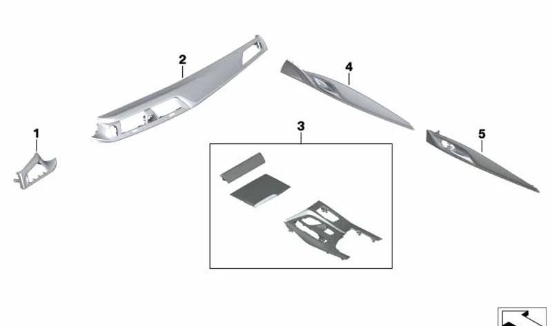 Carbon de tableau de bord en aluminium en embelliage pour BMW F90. BMW d'origine.