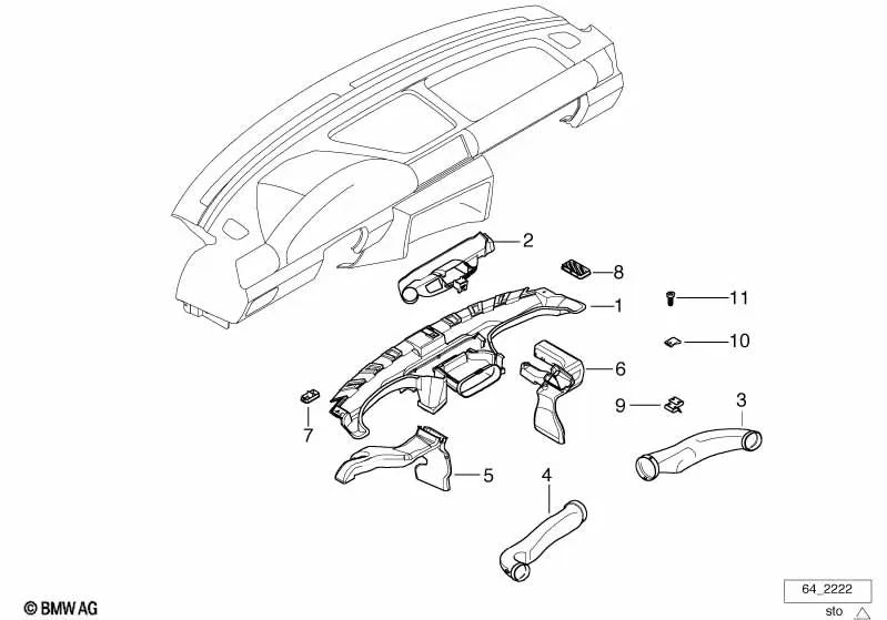 Conducto de calefacción derecho para BMW Serie 3 E36 (OEM 64228146176). Original BMW