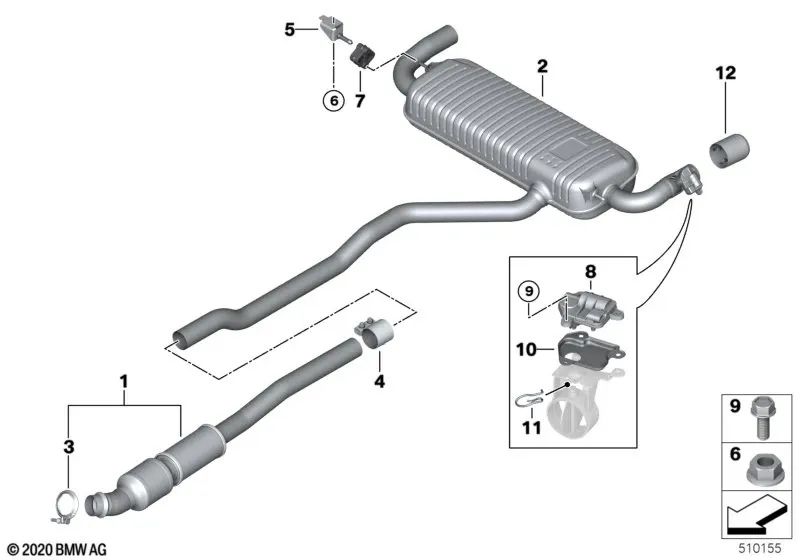 Embellecedor de tubo de escape cerium grey para BMW Serie 1 F40, X2 F39 (OEM 18308695197). Original BMW