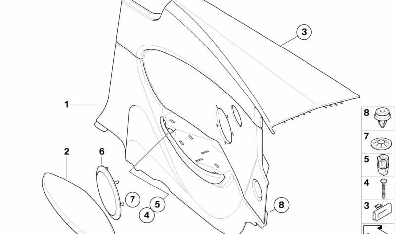 Revestimiento lateral de cuero trasero derecho OEM 51439150542 para BMW Serie 6 (E63). Original BMW.