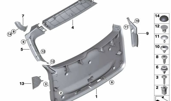 Cubierta canaleta de agua izquierda OEM 51495A06D97 para BMW G01, G08, F97. Original BMW.