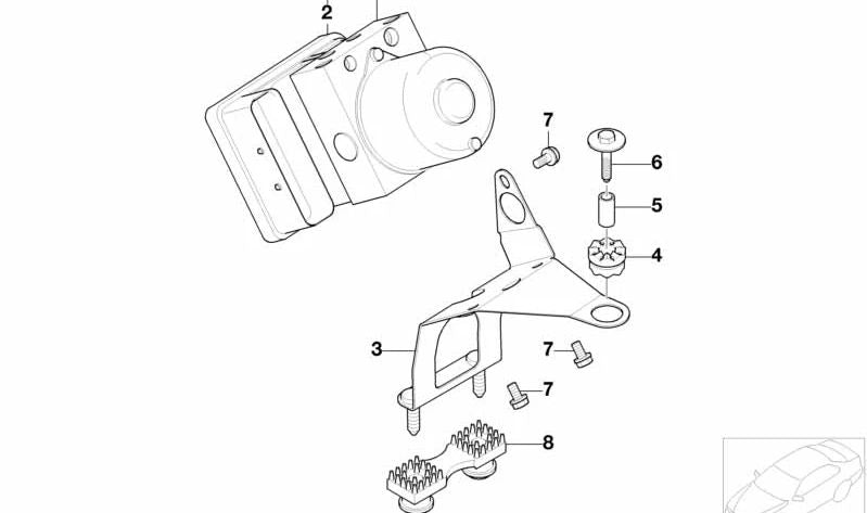 Soporte de goma OEM 34511164650 para BMW E46, E83, E85. Original BMW.