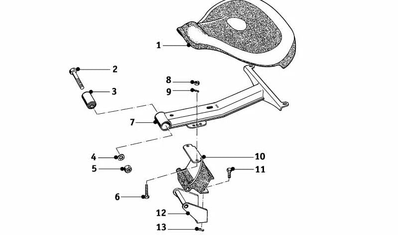 Soporte de goma OEM 52517002155 para BMW (Modelos compatibles: E60, E61, E63, E64, E65, E66, F01, F02, F10, F11). Original BMW.