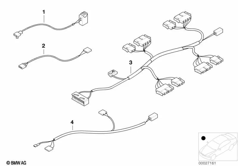 Cableado Lado del Pasajero para BMW Serie 3 E46, Serie 6 E64 (OEM 61117009007). Original BMW