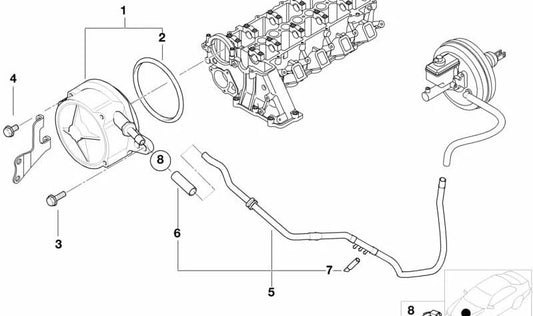 Conducto de vacío para BMW Serie 3 E46, Serie 5 E39 (OEM 34331165149). Original BMW.