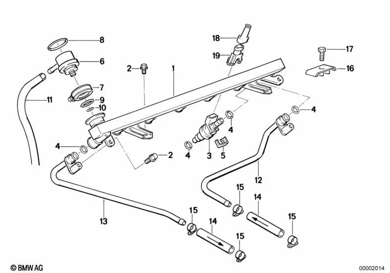 Fuel Return Line for BMW 5 Series E34 (OEM 13531312819). Original BMW