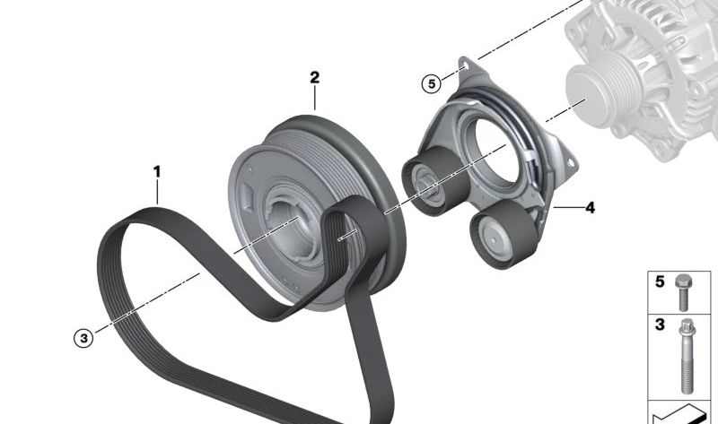 Correa acanalada para BMW Serie 5 G60 (OEM 11288471948). Original BMW