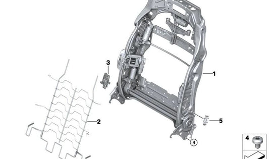 Komfort-Sitzlehnenrahmen für BMW 5er F90, G30, G31, G38, 6er G32, 7er G11, G12, X5 F95, G05, G18, X6 F96, G06, X7 G07, XM G09 (OEM 52107410472). Original BMW.