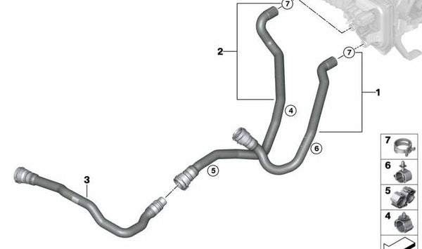 Manguera de Refrigerante Retorno para BMW Serie 3 G20, G20N, Serie 4 G22, G26 (OEM 64219399379). Original BMW