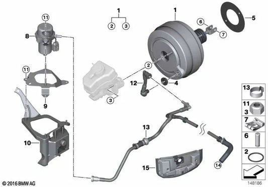 Tubo de vacío para BMW Serie 1 E81, E87N; Serie 3 E90N (OEM 34337578090). Original BMW