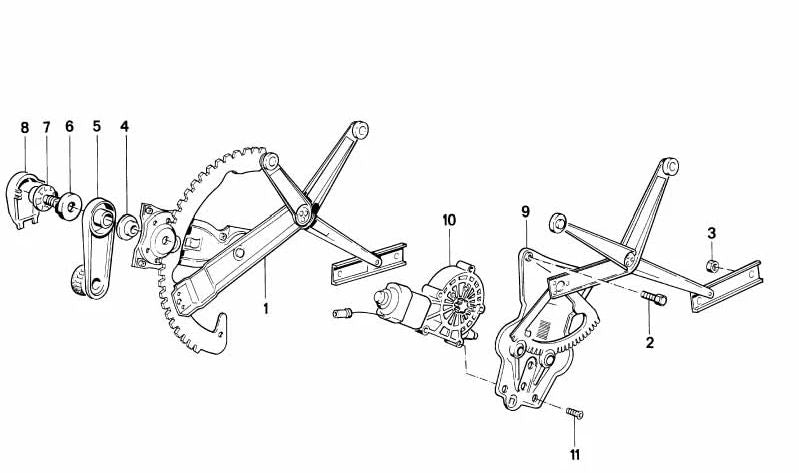 Motor de elevalunas eléctrico delantero derecho OEM 51321965078 para BMW E30. Original BMW.