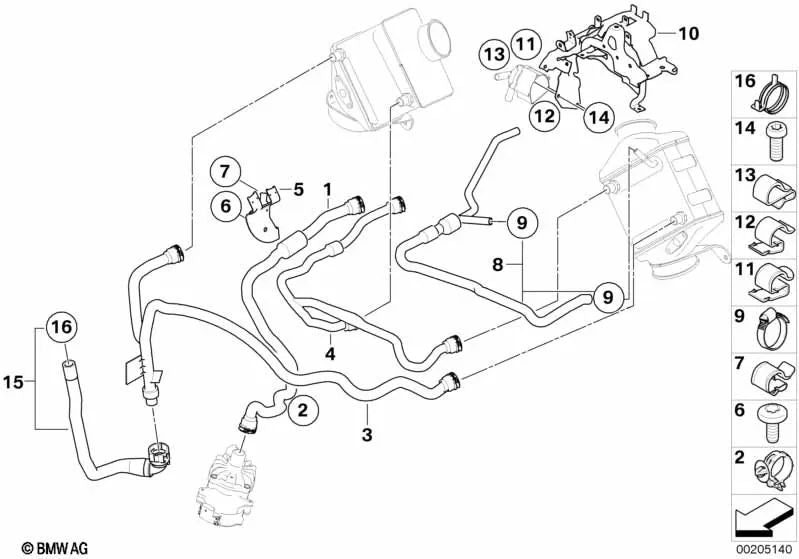 Coolant hose for BMW E70, E71 (OEM 17127589733). Original BMW.