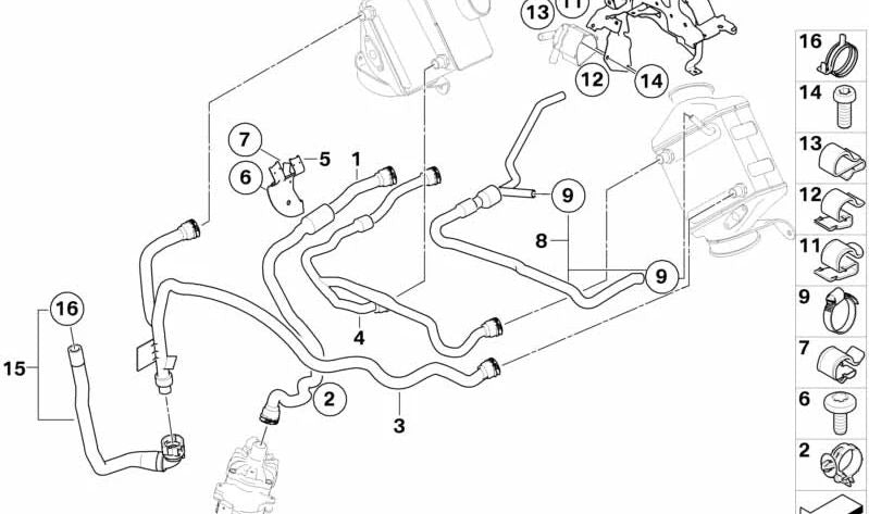 Coolant Hose for BMW X5 E70, X6 E71 (OEM 17127589732). Genuine BMW