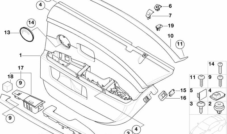 Panel de Puerta de Cuero Trasero Derecho para BMW E66 (OEM 51429154740). Original BMW