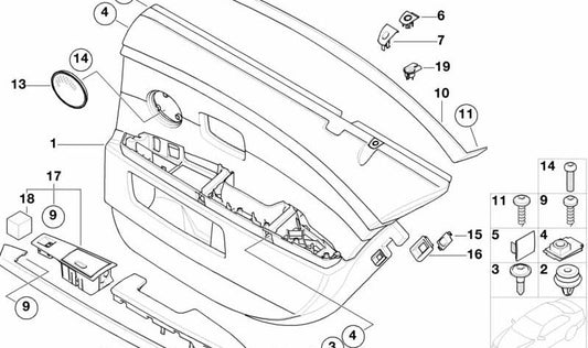 Panel de Puerta de Cuero Trasero Derecho para BMW E66 (OEM 51429154740). Original BMW